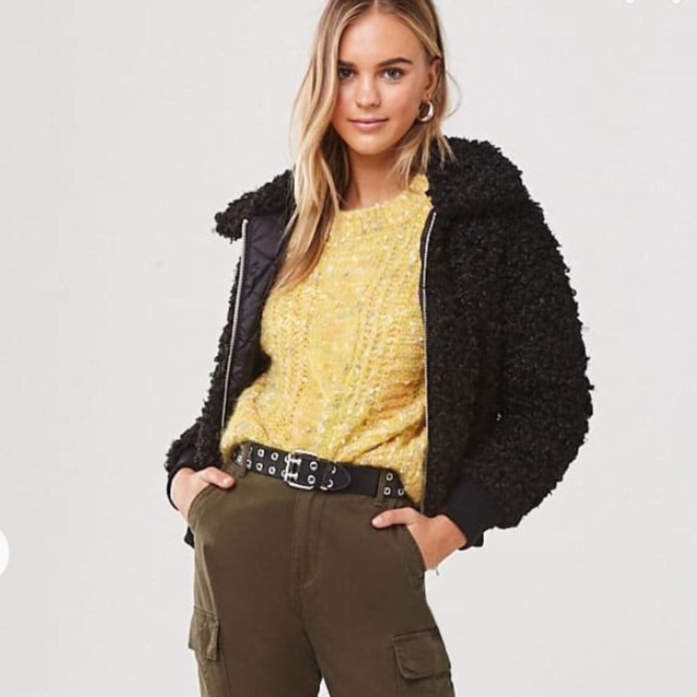 Teddy bear buckle knit jacket